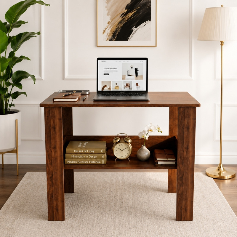 Spyder Home Decore Portable Workstation Computer Desk with Storage, For Office, Home Engineered Wood Computer Desk(Straight, Finish Color - Walnut, DIY(Do-It-Yourself))