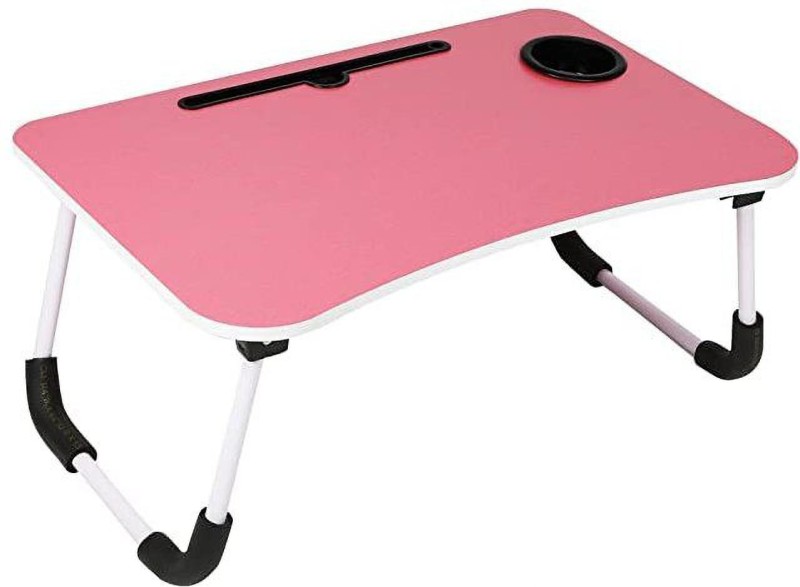DEVAL ENTERPRISE Multi-Purpose Laptop Desk for Study and Reading with Foldable Non-Slip Legs Solid Wood Study Table(Free Standing, Finish Color - Pink, Pre-assembled)