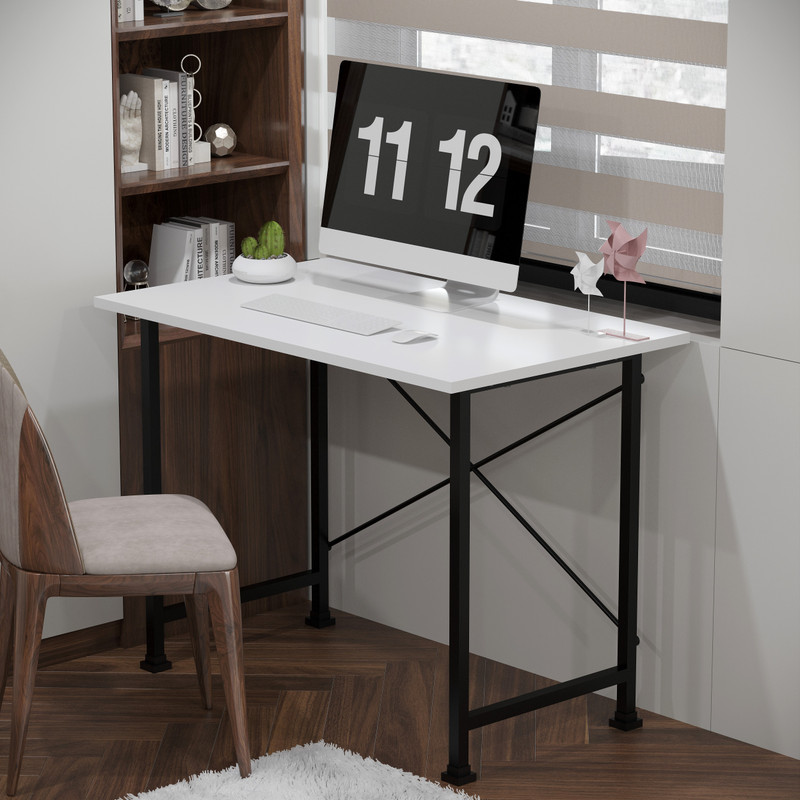 CATIVE Engineered Wood Office Table(Free Standing, Finish Color - Black, DIY(Do-It-Yourself))