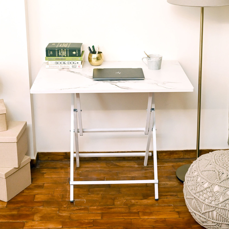 Faburaa Tablista 30x18 Foldable Table for Home and Office, Computer & Laptop, Study Desk Engineered Wood Study Table(Free Standing, Finish Color - Satvariyo White, Pre-assembled)