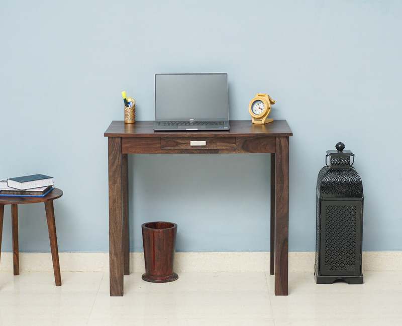 Woodefly Solid Wood Study Table – Teak Grey Finish