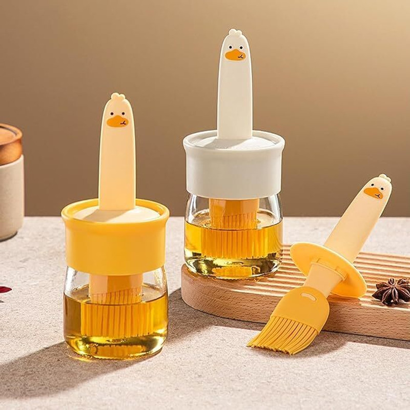 Cookzella Oil Dispenser for Kitchen, 2 IN 1 Oil Bottle with Silicone Basting Brush Kitchen Tool Set(Brush)