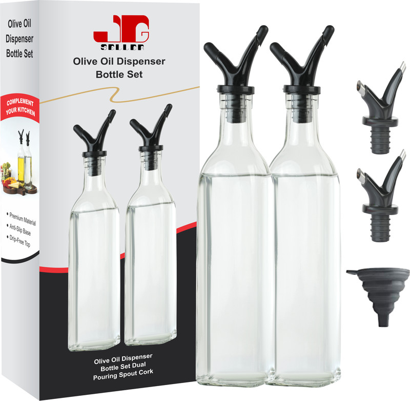 jay gatrad seller 500 ml 2 Pc Oil Dispenser Bottles for Kitchen Includes Silicone Collapsible Funnel Cooking Oil Dispenser Set(Pack of 3)