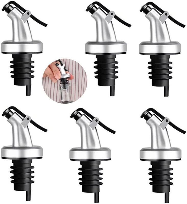 TINSUHG Oil Bottle Leakproof Oiler Tank Household Plastic Condiment Dispenser oil Cap Plastic Bottle Stopper(Black, Silver)
