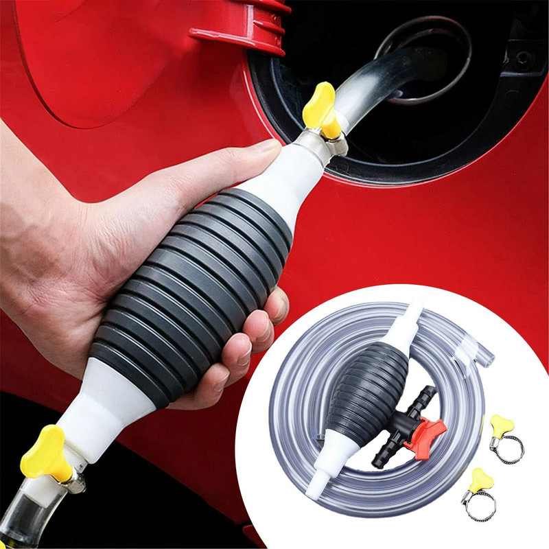 draval Newest High Flow Siphon Hand Pump Portable Manual Car Fuel Transfer Pump Plastic Funnel(Multicolor, Pack of 1)
