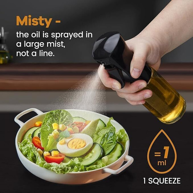 Krushishth 2-in-1 Olive Oil Sprayer and Dispenser Bottle for Kitchen 200 ml Glass Spray Bottle(Pack of 1, Multicolor)