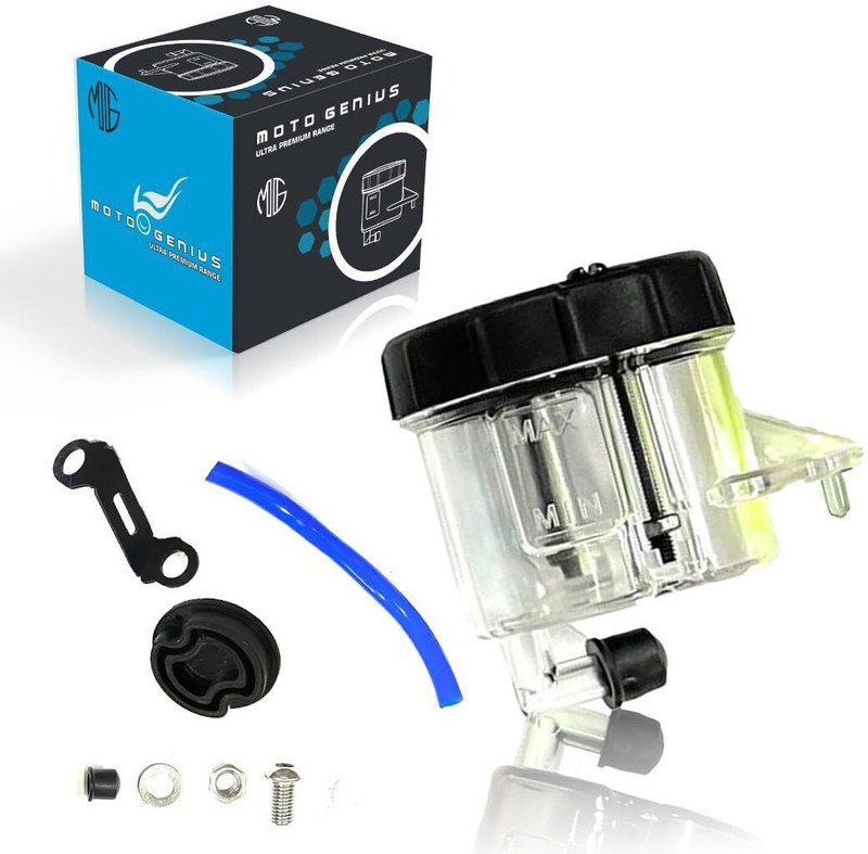 Moto Genius Front Brembo Brake Clutch Fluid Bottle | Oil Reservoir Tank Cup (Grey) Oil Filler Cap