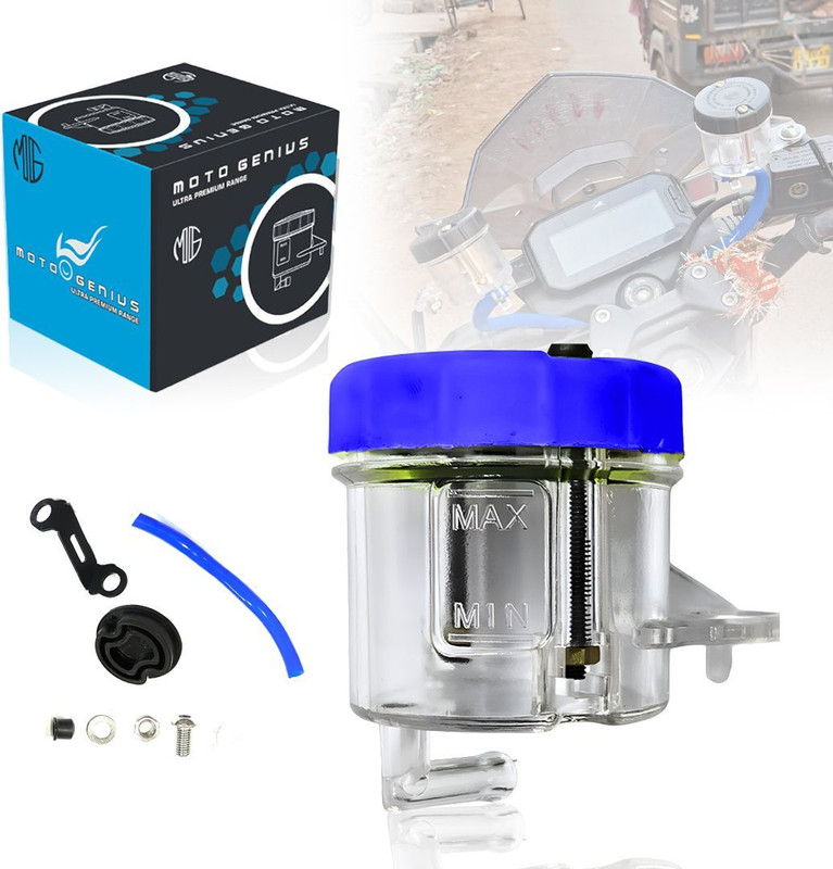 Moto Genius Universal Front Brake & Clutch Fluid Reservoir Tank for All Bikes (Blue) Oil Filler Cap