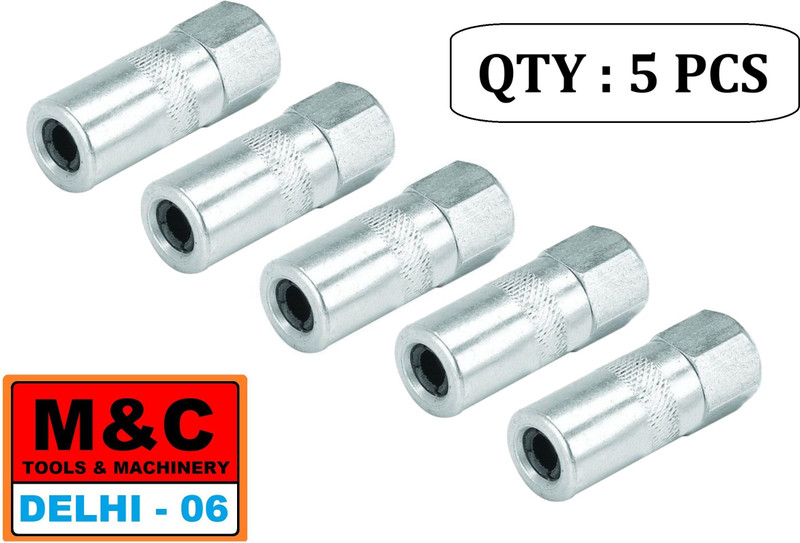 MANDC 5Pcs 1/8" NPT Grease Gun Coupler, Standard Grease Gun Flat Nozzle Grease Coupler Manual Sprayer(50 g Pack of 5)