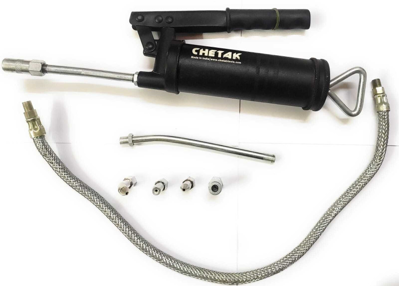 Lovely Lever type grease gun + 6 pcs coupling set ( 1 feet hose pipe ) Make : Chetak Manual Pump(1000 g Pack of 7)