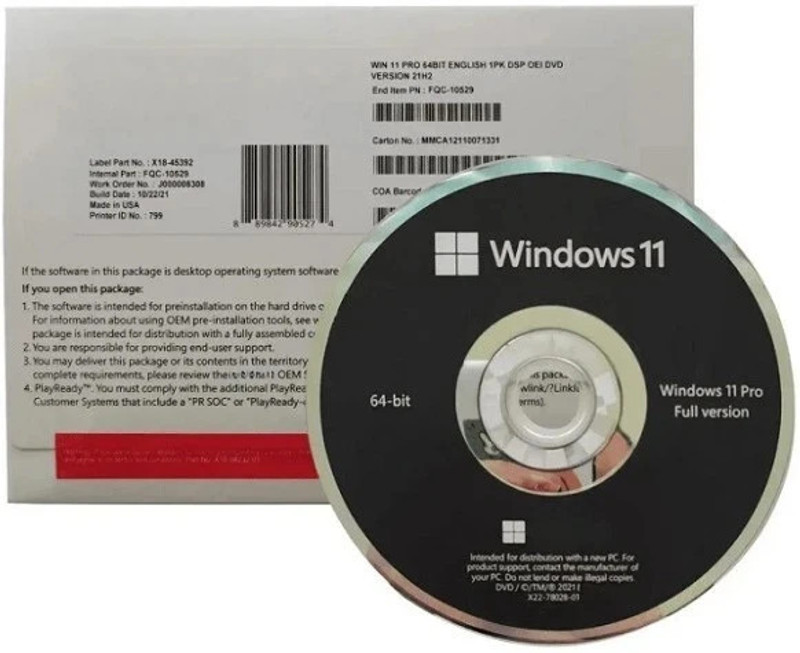 MICROSOFT Windows 11 Professional 64 Bit DVD Pack ( 1 PC ) Lifetime Validity Transferable