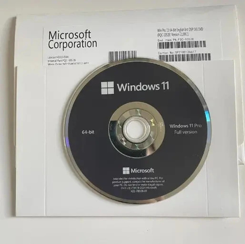 MICROSOFT Windows 11 Professional (1 User, Lifetime Validity) English OEM DVD Pack Pro 64/32 Bit
