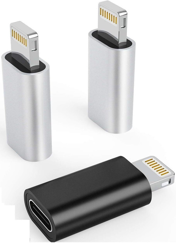 CRAYOTALK Black (3 Pack) type c female to lightning connector Phone Converter(iPhone 14/13/ 12/11/X/Airpods IOS Devices)