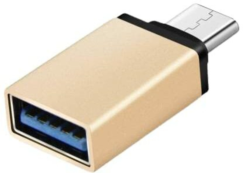 TECHGEAR USB to Type-C OTG Cable Male-Female Adapter Compatible with All C Type Supported USB Adapter(Gold)