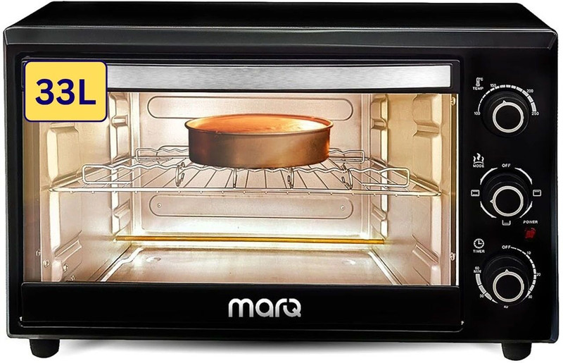 MarQ by Flipkart 33-Litre with 4 Skewers and Inbuilt light Oven Toaster Grill OTG 33AOTMQB / MQOT33NNTAB, Black