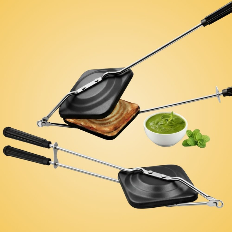 WILLTEEN 1000-Litre Sandwich Toaster Grill Pan | Stovetop Sandwich Maker with Heat Resistant Handle(black)