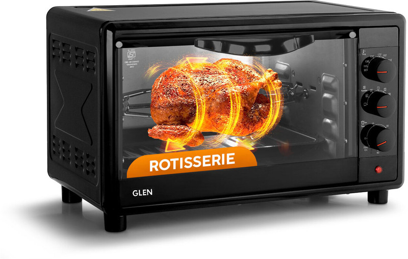 Glen 25-Litre Digital Oven Toaster Griller with Convection Motorized Rotisserie 1700W(Black)