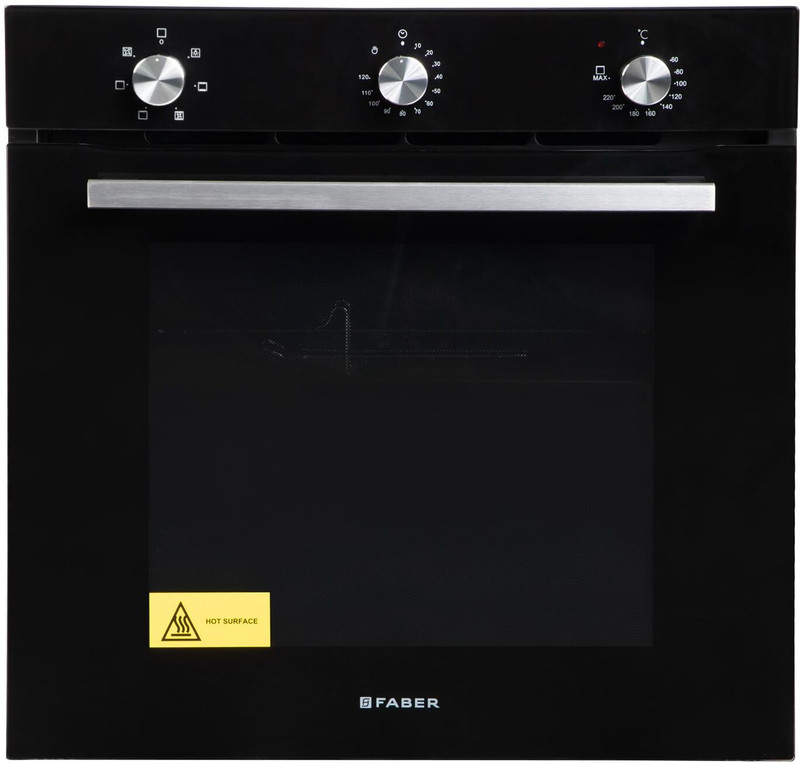 FABER 80-Litre 6 Cooking Functions with Rotisserie Grill Rack Universal Pan 80L Built-In Black Finish Oven || Push/Pull Knob Control with Digital Display(Black)