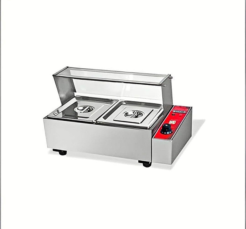 KHUSHI UDYOG 50-Litre Electric Bain Marie Food Warmer 2000W 3-Pan Buffet Glass Cover & Temp Control(Blue)