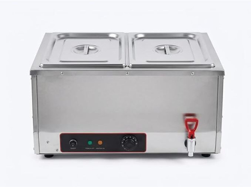 HG Enterprises 20-Litre Commercial Electric Bain Marie 2 Pan 10L Each, SS Food Warmer BM-002(Silver)