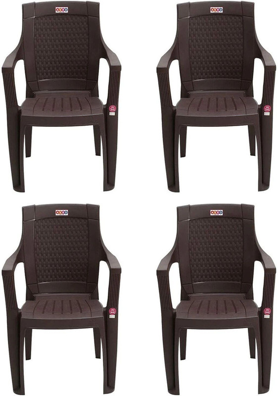 AVRO furniture 7756 Matt and Gloss Plastic Outdoor Chair(BROWN, Set of 4, Pre-assembled)