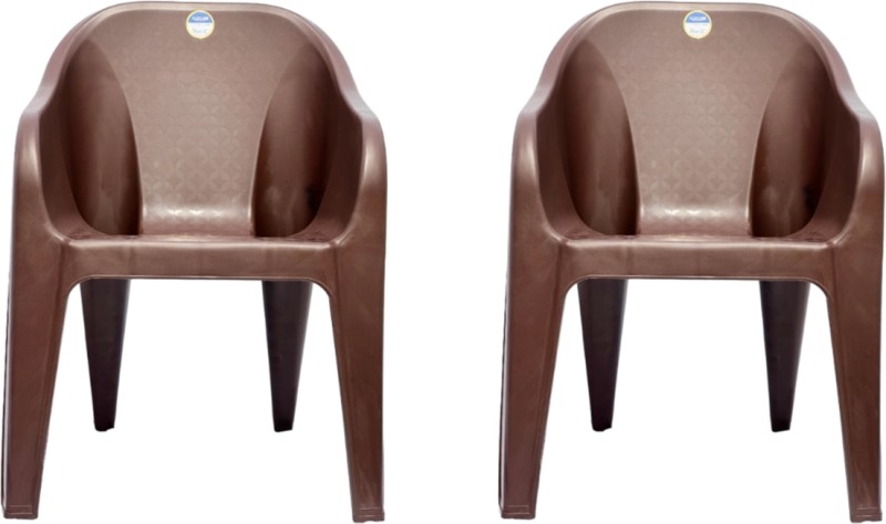 ALSTORM Super-Strong Arm Chair for Home, Garden Plastic Outdoor Chair(Brown, Set of 2, Pre-assembled)