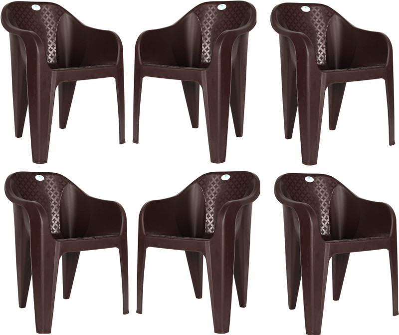 HOMIBOSS Plastic chair for home, outdoor & Living room, plastic chairs set of 6 Pieces Plastic Outdoor Chair(Brown, Set of 6, Pre-assembled) - 66% off at DetectaDeal