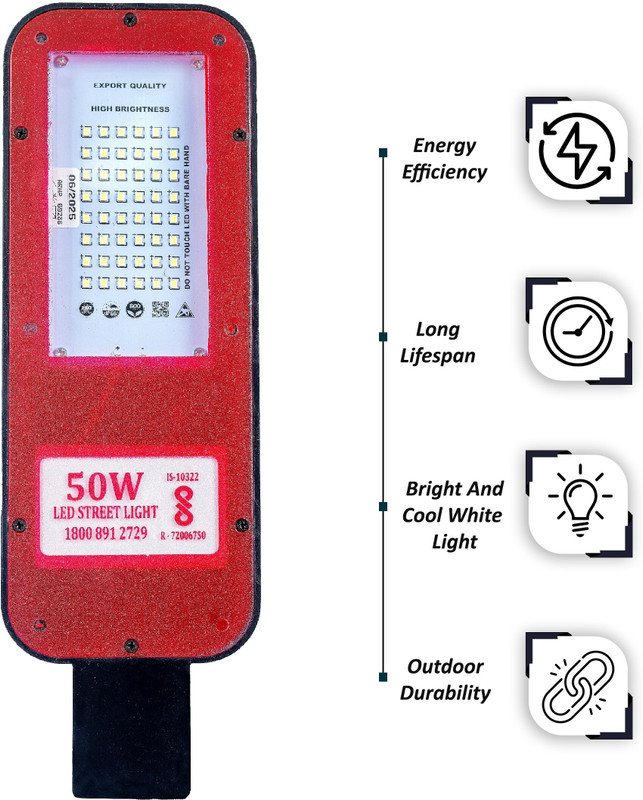 Lytza 50W BIS Approved PC Body LED Flood Halogen Street Light Outdoor Lamp(Red)