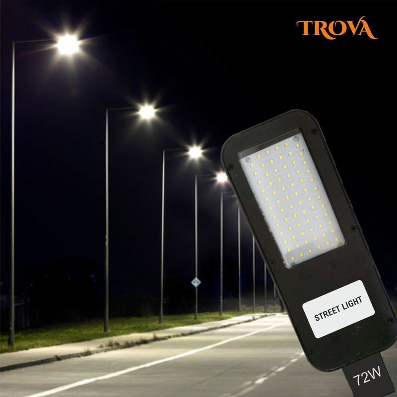Trova 72W LED Street Light | High Power LED Outdoor Lighting | Waterproof IP65 | Energy Saving Street Lamp for Roads, Highways & Factories Street Light Outdoor Lamp(Black, Grey)