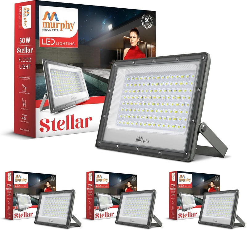 MURPHY Steller LED 50W LED Flood Light, IP65 Rated Outdoor Light Pack of 2 (Cool White) Flood Light Outdoor Lamp(White)