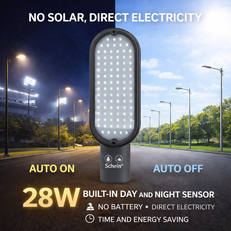 SCHEIN 28W STREET LIGHT AUTO ON OFF DAY NIGHT SENSOR Street Light Outdoor Lamp(Black)