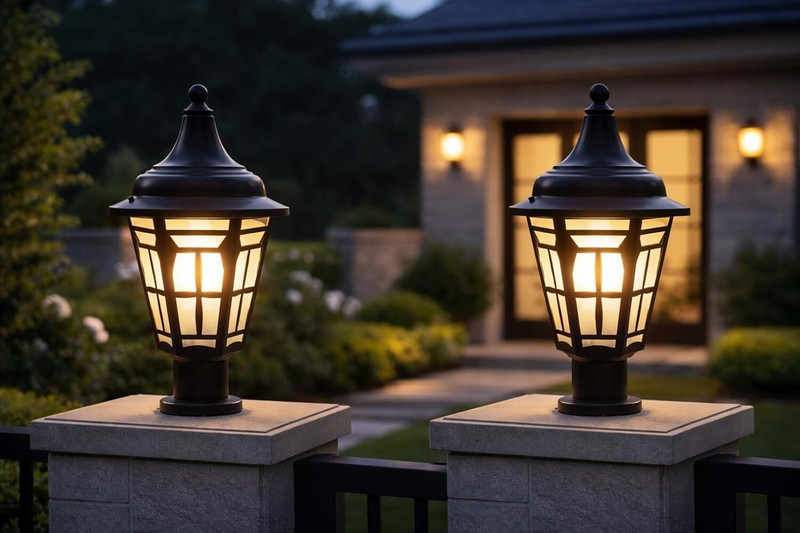 SWIATLO Outdoor Gate Post Light | Waterproof Vintage Black Pillar Lamp with Warm LED Glow for Garden, Villa & Boundary Wall etc (Pack of 1, Without Bulb) Gate Light Outdoor Lamp(Black)