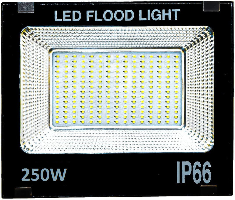 Banyan Ultra Thin Slim Ip66 LED Cool White Waterproof- 250W,Pack of 1 Flood Light Outdoor Lamp(Black, White)
