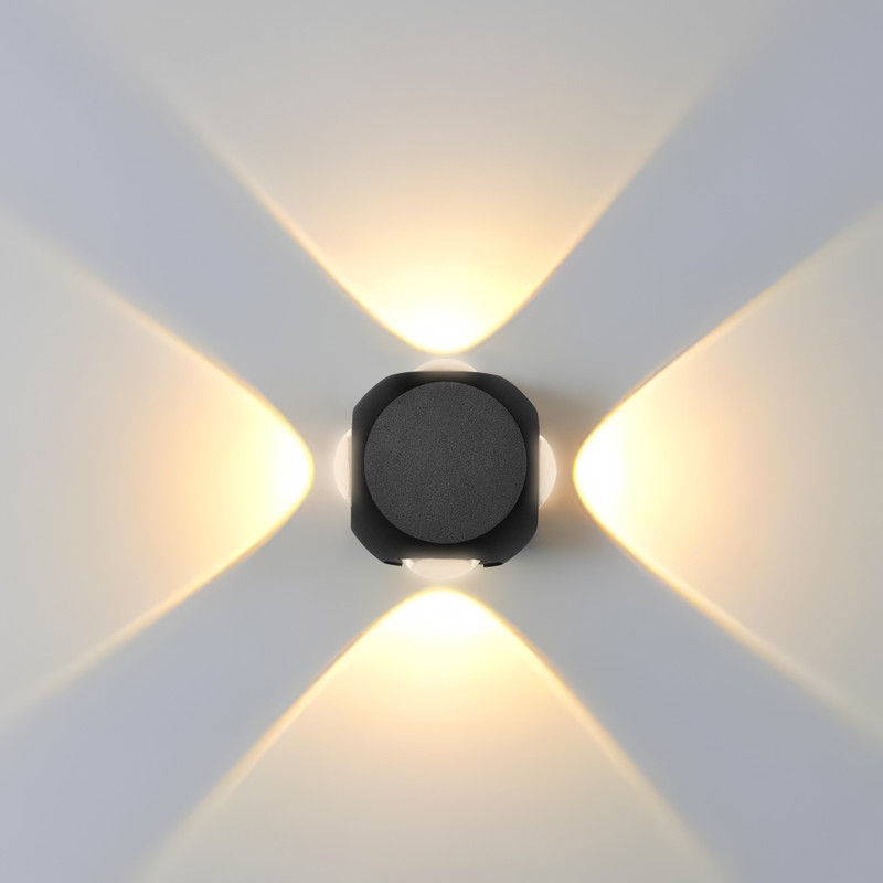 Glowing Night Outdoor UP Down Wall LED | 4 ways Splitter |Outdoor Lamp Four Way Wall 12 Wt Led Warm White Gate Light Outdoor Lamp(Black)