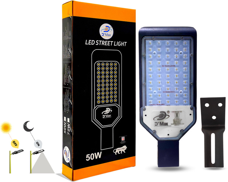 D'Mak 50w Automatic Sensor Lens Street Light Grey body Pack of 1 Post Light Outdoor Lamp(White)