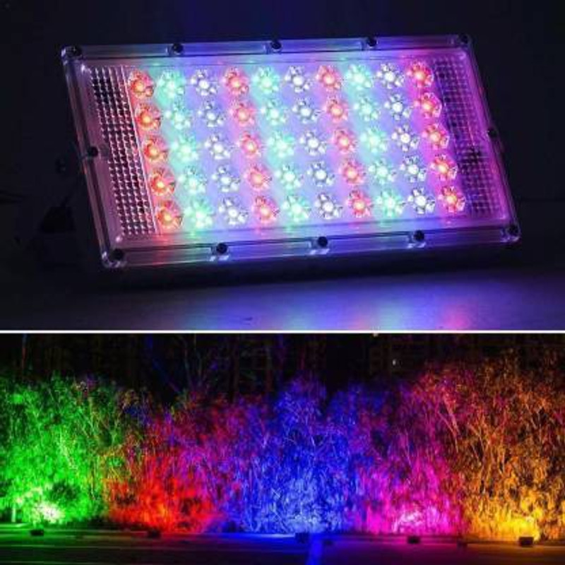 NIHAKA 50W RGB LED Brick Light Remote IP65 LED Flood Light PACK OF 1 Flood Light Outdoor Lamp(Multicolor)