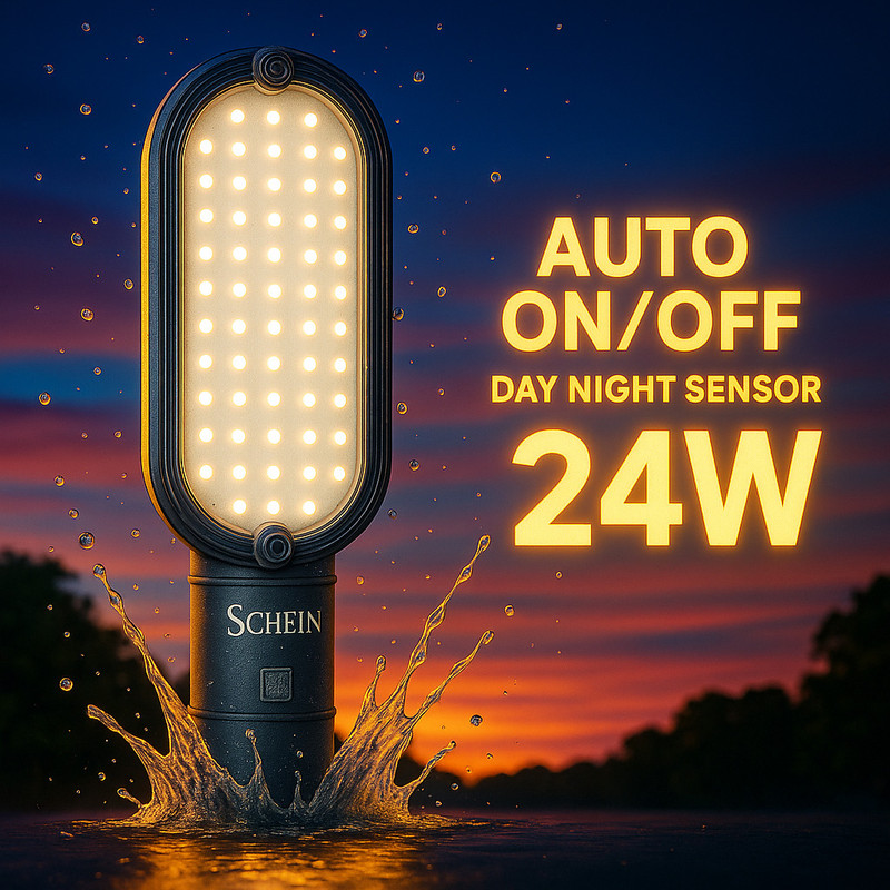 SCHEIN 24W Polycarbonate LED Street Light | Automatic Day/Night Sensor – No Manual On/Off Needed | Time Saving, Energy Saving & Hassle-Free Lighting | Bright White Output | Durable IP66 Waterproof Body | BIS Approved, ISO Certified | Ideal for Roadsides, Homes, Farms, Factories & Rural Areas | Pack