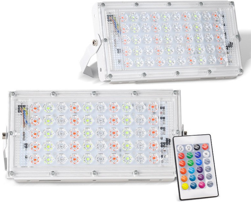 BLEXO 50W RGB Lens Focus Brick Light with Remote (Pack of 2) Flood Light Outdoor Lamp(Multicolor)