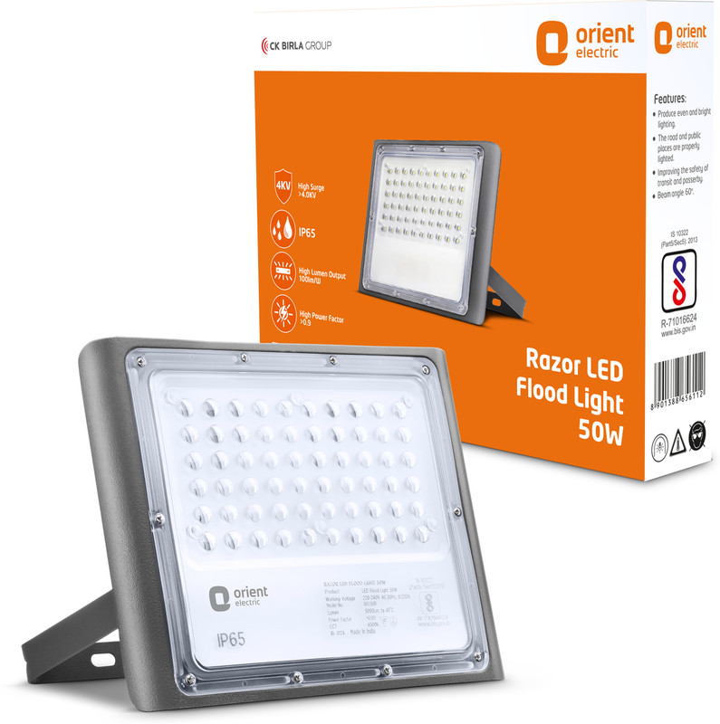 Orient Electric Razor 50W with IP65 Flood Light Outdoor Lamp(Grey)