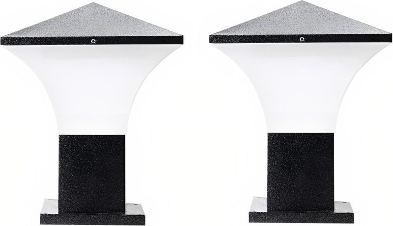 Delbay Elegant Outdoor Gate Light | Waterproof LED Lamp for Main Gate & Pillars Stylish & Durable (Pack of 2) Gate Light Outdoor Lamp(Black)