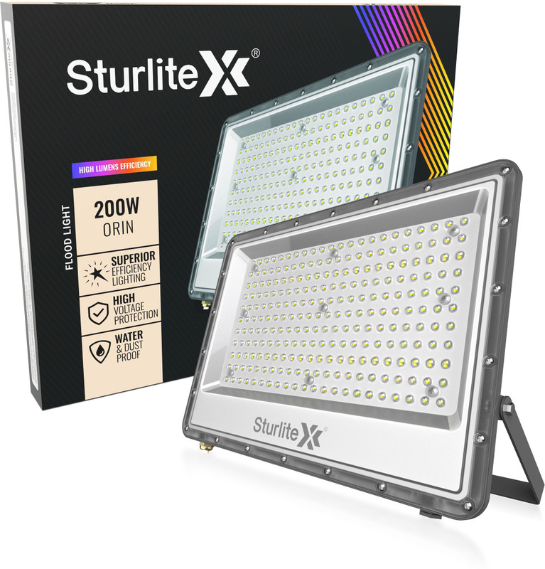 Sturlite Orin 200 W LED Flood Light| 6K Outdoor Lamp - (Pack of 1) (L-G-0414-200W) Flood Light Outdoor Lamp(Black)
