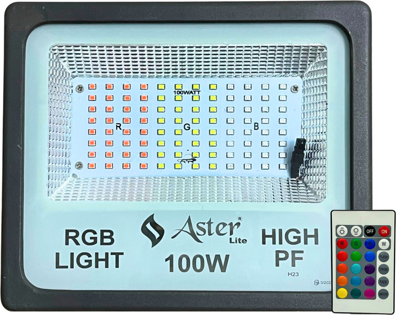 ASTER LITE RGB 100W IP66 With Remote LED Color Flood Light Outdoor Lamp(Red, Green, Blue, Yellow, Pink)