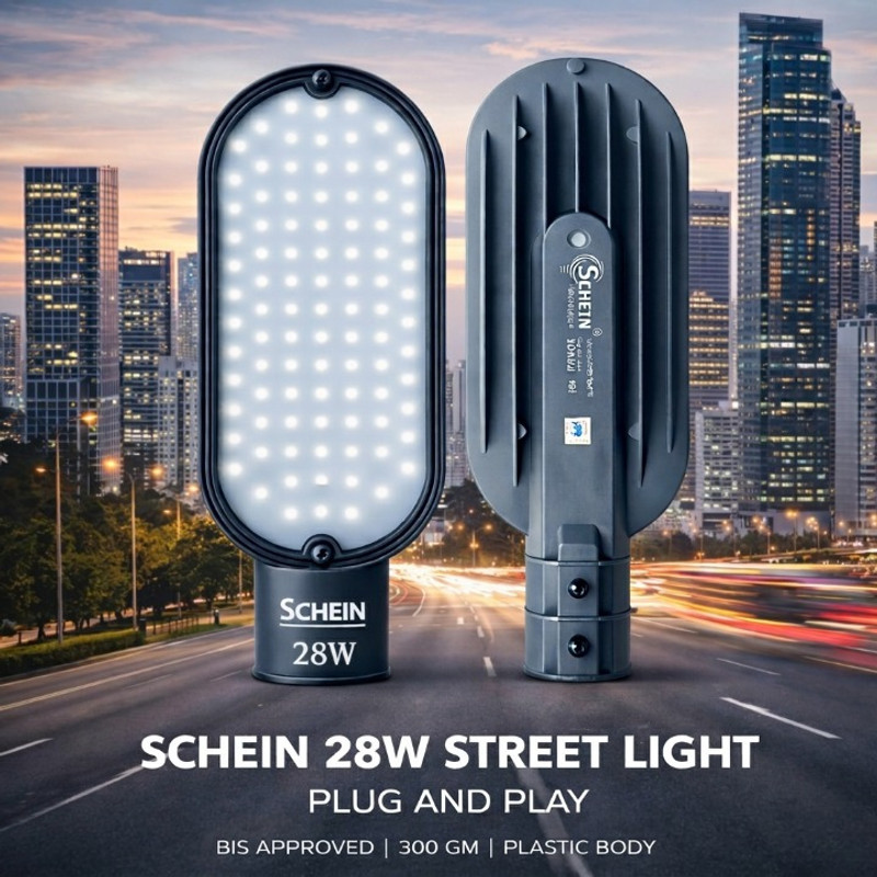 SCHEIN 28W LED Street Light for Outdoor Use – Waterproof, Dust-Resistant, High-Brightness 6500K Light, Polycarbonate Body, Energy-Saving, Long-Life LED for Homes, Gardens, Roads & Farms | Pack of 1 Street Light Outdoor Lamp(White)