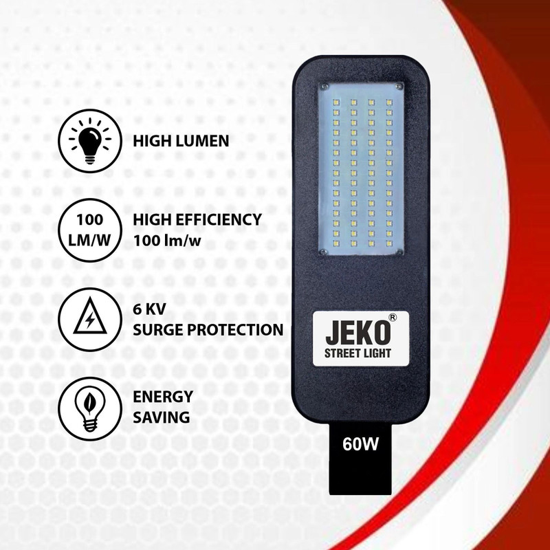 Jeko Powerful 60W LED Street Light – BIS Approved, Waterproof & Energy-Efficient Outdoor Lamp Street Light Outdoor Lamp(Black)