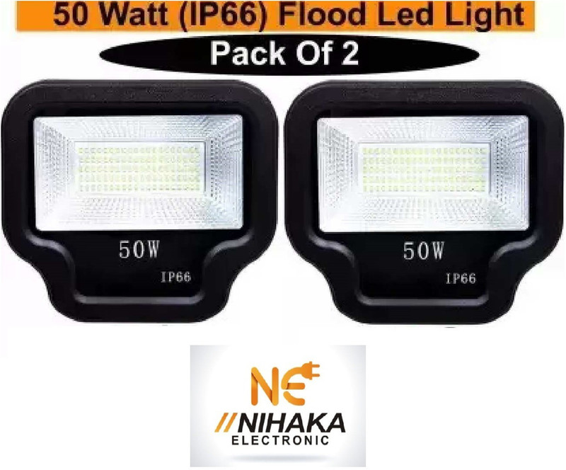 NIHAKA 50 W Lens Outdoor Light Cool White Waterproof Flood Light Pack of 2 Pcs DFGG Flood Light Outdoor Lamp(White)