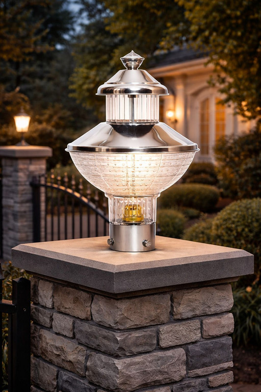 GENREE Globe Shaped Modern Design Gate and Garden Light for Outdoor Gate Light Outdoor Lamp(Silver, Clear)