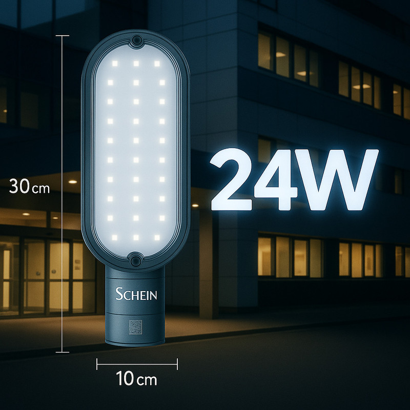 SCHEIN 24W LED Street Light | Plug and Play Operation | Without Sensor | Bright White Energy Saving Lamp | Long Life, Low Power Consumption | Durable Polycarbonate Body | BIS Certified, ISO Approved | IP66 Waterproof Outdoor Light | Ideal for Roads, Farms & Residential Areas | Pack of 1 Street Light