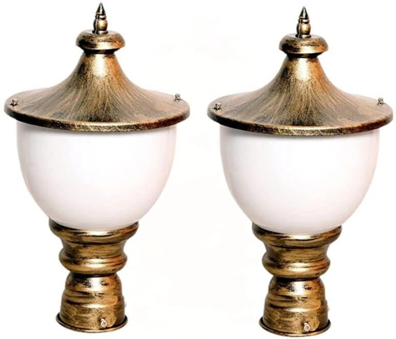 Areezo reezo Copper Antique Outdoor Modern Home Waterproof Gate Light/Pillar Light for Main Gate (Bulb Not Included)(Pack of 2) Gate Light Outdoor Lamp(Multicolor)