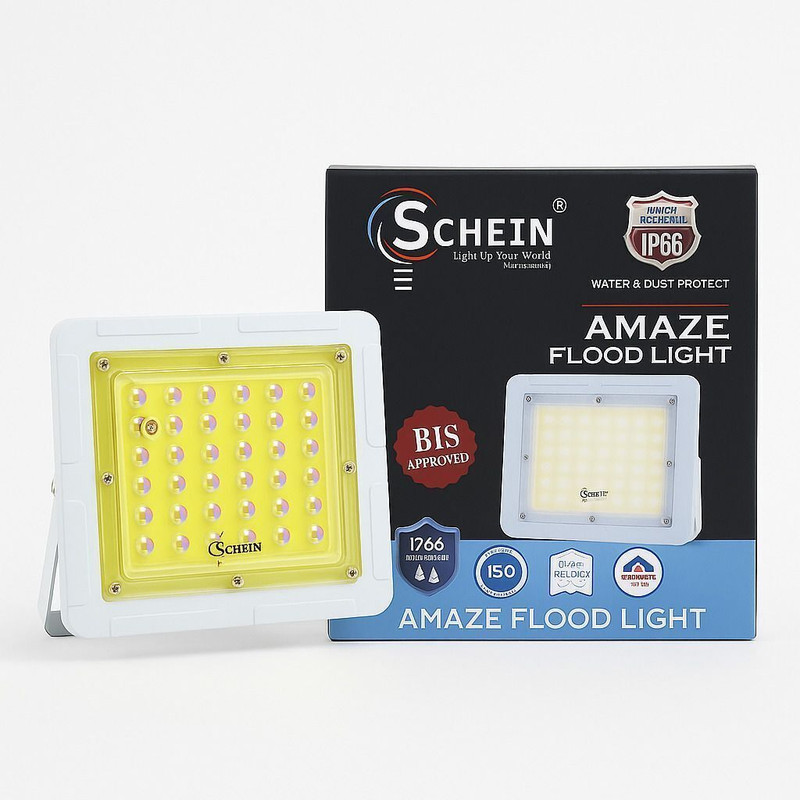 SCHEIN 30W Warm White 3000K LED Flood Light | Anti-Mosquito & Anti-Fog Outdoor Lamp | BIS Approved R-97001929 | IP66 Waterproof | Bright Energy Saver for Garden, Balcony & Outdoor Lighting (Pack of 1) Flood Light Outdoor Lamp(Yellow)
