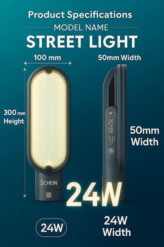 SCHEIN 24W LED Street Light | White Light for Streets, Farms, Pathways, Parking, Garden & Outdoor Areas | IP66 Waterproof & Dustproof | Energy Saver | BIS Approved (R-97001945), ISO Certified | Long-Lasting Polycarbonate Body | Pack of 1 Street Light Outdoor Lamp(White)